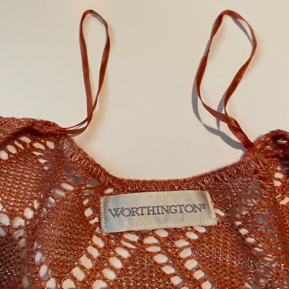 VINTAGE Worthington Shimmer Tie Front Cardigan - Picture 6 of 10